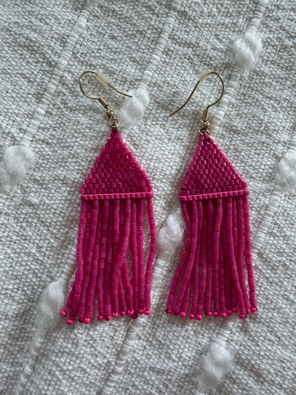 J. Crew hypoallergenic seed bead pink fringe earrings